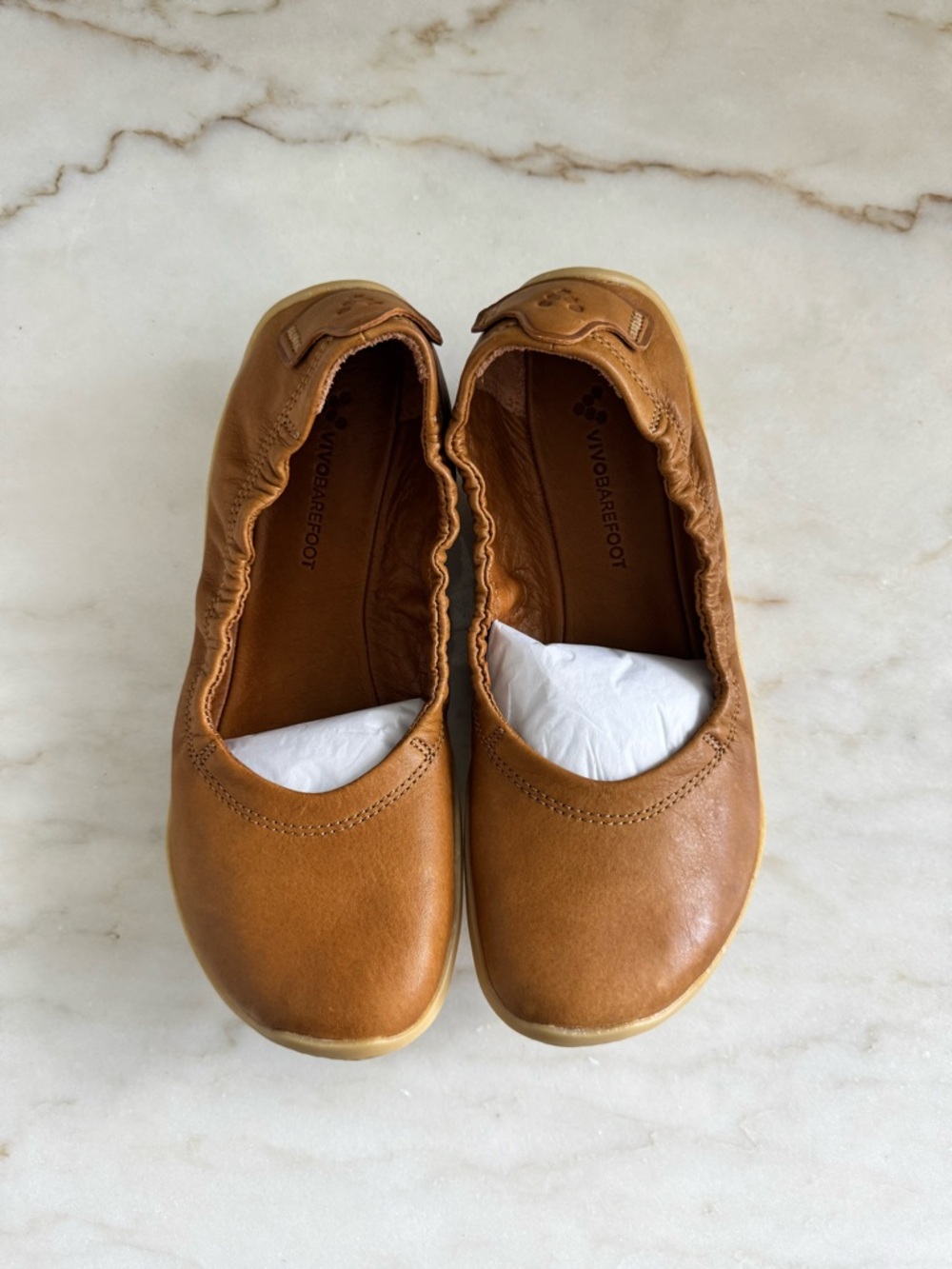 Vivo Barefoot Tan Leather Ballerina Box